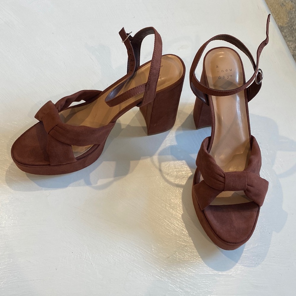 Brown Faux Suede Heels